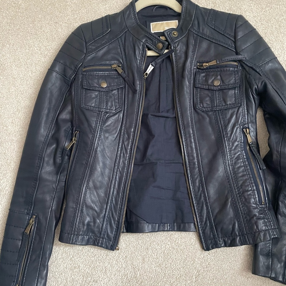 Michael Kors Black Leather Motorcycle Jacket